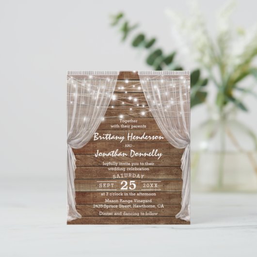 Budget Rustic Barn Wedding Invites (Staand voorkant)