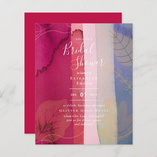 Budget Rustic Berry Red Gold Bridal Shower (Voorkant / Achterkant)