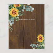 BUDGET RUSTIC BESPAAR DE DATUM Rustige Zonnebloemp Flyer (Achterkant)