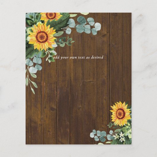 BUDGET RUSTIC BESPAAR DE DATUM Rustige Zonnebloemp Flyer (Achterkant)