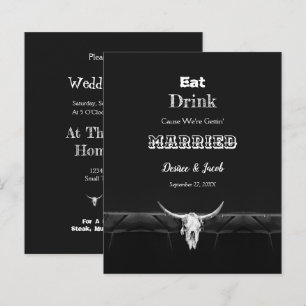 Budget Rustic Black Eat Drink gehuwde Bull Skull