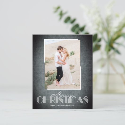 Budget Rustic Black Merry-kerstfotokaarten (Staand voorkant)