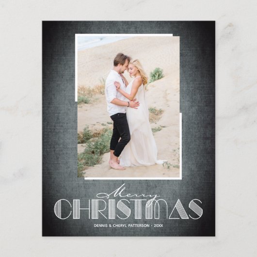 Budget Rustic Black Merry-kerstfotokaarten (Voorkant)