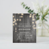 Budget Rustic Black String Lights Wedding Invite (Staand voorkant)