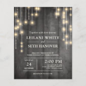 Budget Rustic Black String Lights Wedding Invite (Voorkant)
