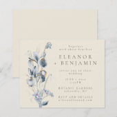 Budget  Rustic Blue Floral Wedding Invite (Voorkant / Achterkant)