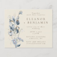 Budget  Rustic Blue Floral Wedding Invite