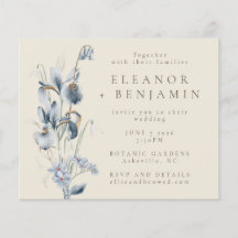 Budget  Rustic Blue Floral Wedding Invite