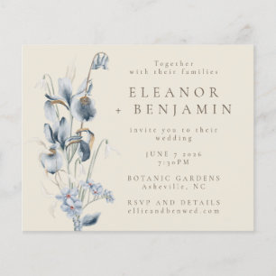Budget  Rustic Blue Floral Wedding Invite