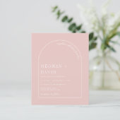 Budget Rustic Blush Modern Arch Wedding Uitnodigin (Staand voorkant)