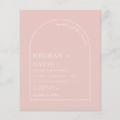 Budget Rustic Blush Modern Arch Wedding Uitnodigin (Voorkant)