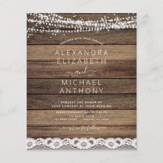 Budget Rustic Boerderij Slingerlichten Kant Bruilo Flyer (Voorkant)