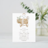 Budget Rustic Boho Baby Cot Baby shower Invitation (Staand voorkant)