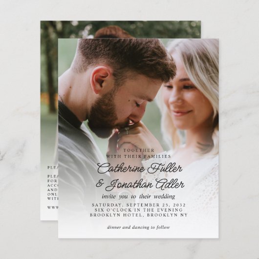 Budget Rustic Boho Chic 2 Photo Wedding Uitnodigin (Voorkant / Achterkant)