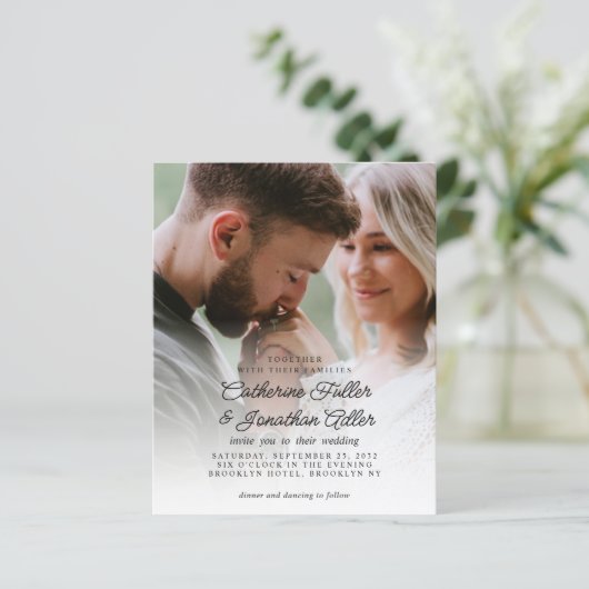 Budget Rustic Boho Chic 2 Photo Wedding Uitnodigin (Staand voorkant)