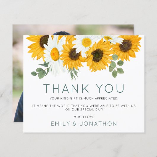 Budget Rustic Boho Sunflower Foto Hartelijk dank (Voorkant / Achterkant)