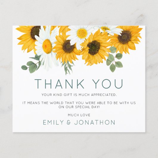 Budget Rustic Boho Sunflower Foto Hartelijk dank (Voorkant)