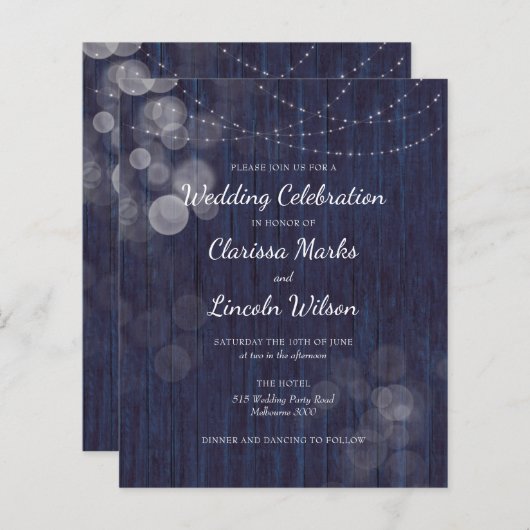 BUDGET Rustic Bokeh Lights Weddenschap (Voorkant / Achterkant)