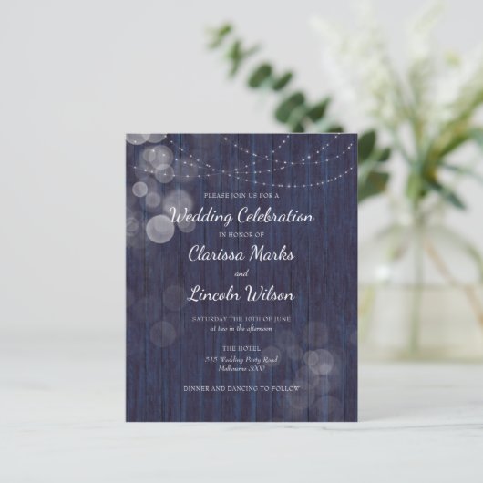 BUDGET Rustic Bokeh Lights Weddenschap (Staand voorkant)