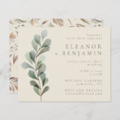 Budget Rustic Botanical Greenery Wedding Invite (Voorkant / Achterkant)