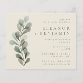 Budget Rustic Botanical Greenery Wedding Invite