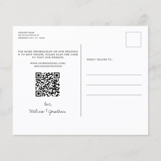 Budget Rustic Botanische QR-code Save The Date Uit (Achterkant)