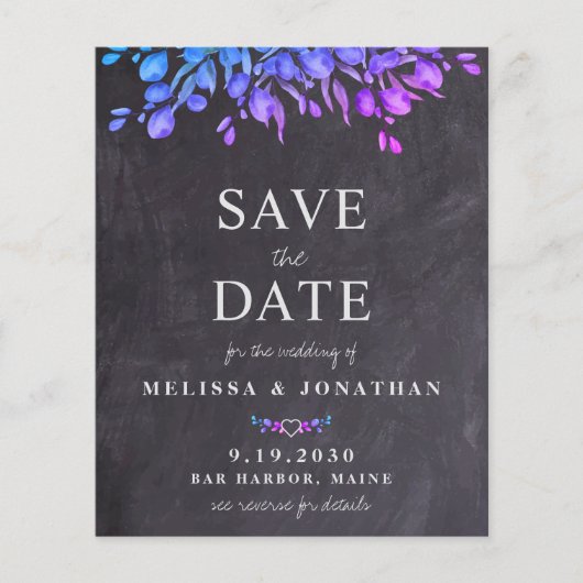 Budget Rustic Botanische QR-code Save The Date Uit (Voorkant)
