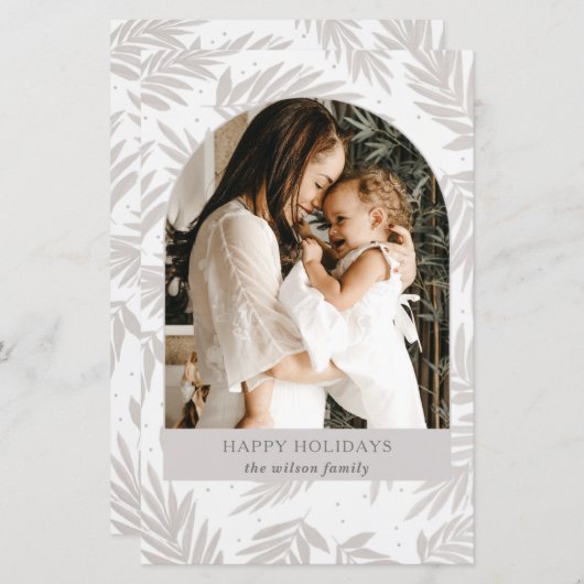 Budget Rustic Branch Arch Photo Holiday Card (Voorkant / Achterkant)