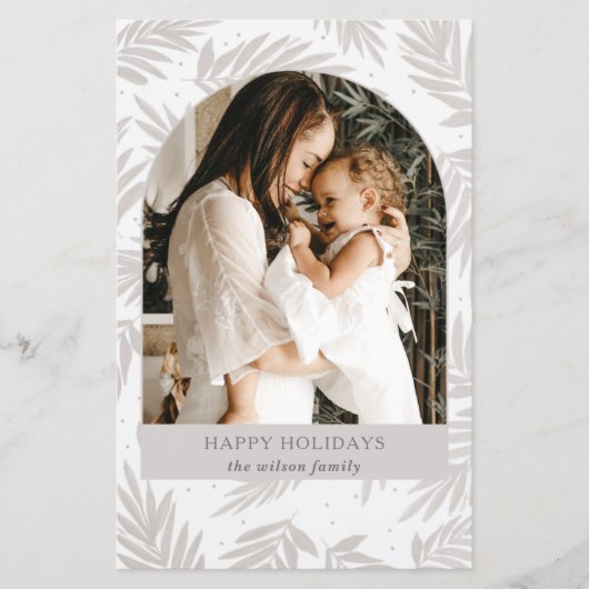Budget Rustic Branch Arch Photo Holiday Card (Voorkant)