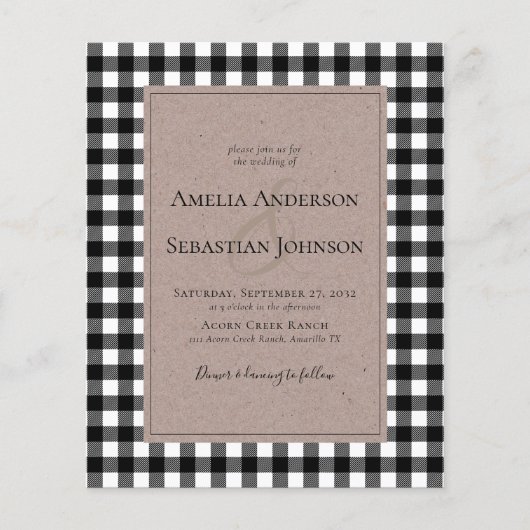 BUDGET Rustic Buffalo Pset Wedding Invitation (Voorkant)