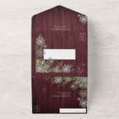 Budget Rustic Burgundy Silver Winter Wood Weddensc All In One Uitnodiging (Buitenkant)