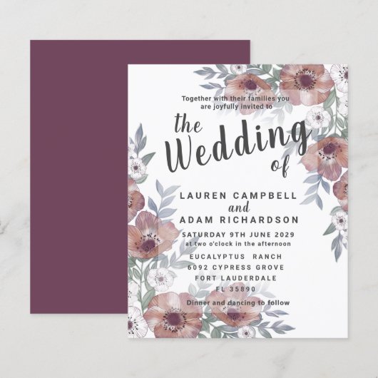 Budget Rustic Burnt Oranje Wedding Uitnodiging (Voorkant / Achterkant)