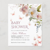 Budget Rustic Butterflies Baby shower Uitnodiging (Voorkant)