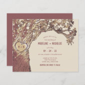 BUDGET Rustic carved Heart Tree Weddenschap (Voorkant / Achterkant)