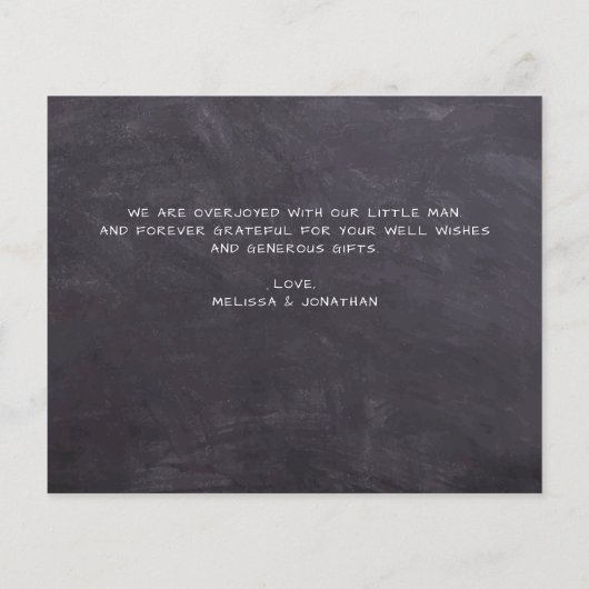 Budget Rustic Chalkboard 3 Fotogeboorte Dank u (Achterkant)