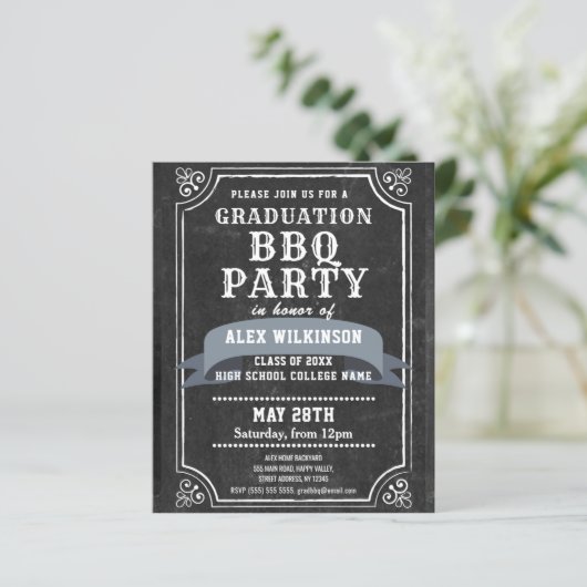 BUDGET Rustic Chalkboard BBQ Party Afstudeerder In (Staand voorkant)