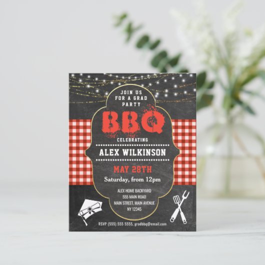 BUDGET Rustic Chalkboard BBQ Party Afstudeerder In (Staand voorkant)