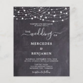 Budget Rustic Chalkboard String Lights Wedding Inv (Voorkant)