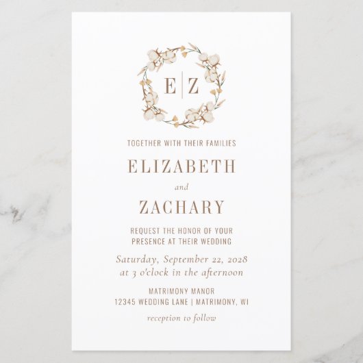 Budget Rustic Cotton Monogram Weddenschap (Voorkant)