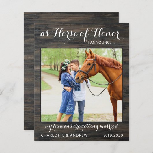Budget Rustic Country Photo Horse Save the Date (Voorkant / Achterkant)