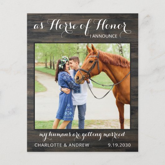Budget Rustic Country Photo Horse Save the Date (Voorkant)