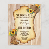 Budget Rustic cowboy boots pet sunflower invitati (Voorkant)