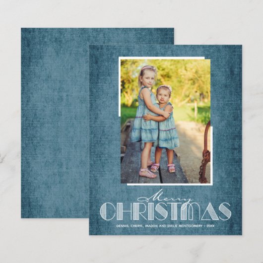 Budget Rustic Denim Merry-kerstfotokaarten (Voorkant / Achterkant)