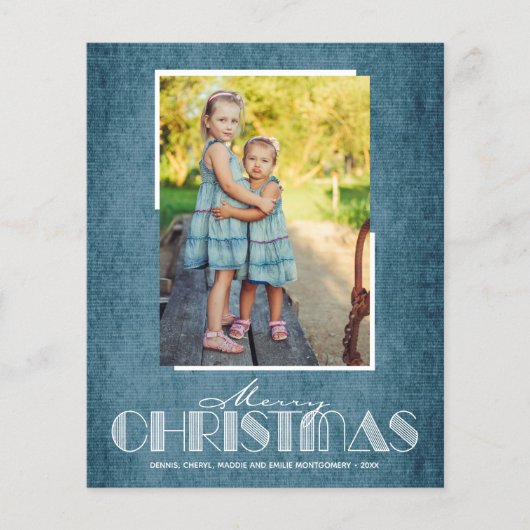 Budget Rustic Denim Merry-kerstfotokaarten (Voorkant)