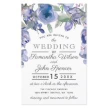 Budget Rustic Dusty Blue Floral Wedding Invitation
