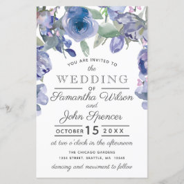 Budget Rustic Dusty Blue Floral Wedding Invitation