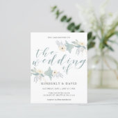 Budget Rustic Dusty Blue Floral Wedding Invitation (Staand voorkant)