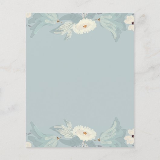 Budget Rustic Dusty Blue Floral Wedding Invitation (Achterkant)
