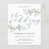Budget Rustic Dusty Blue Floral Wedding Invitation (Voorkant)