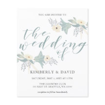 Budget Rustic Dusty Blue Floral Wedding Invitation